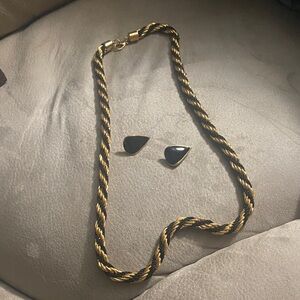 Gold and Black Twisted Rope Necklace Set
